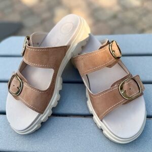 NWOT Paul Green Marina Slide Sandal Sole Sisal Royal Nubuck US 7.5/UK 5